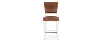 Belgrave Rustic Tan Fabric Bar Stool with Ivory Wooden Frame