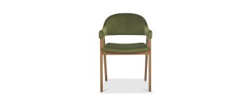Camden Rustic Oak & Cedar Green Velvet Dining Chair