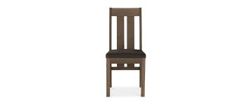 Turin Brown Leather Seat Dark Oak Slatted Dining Chair