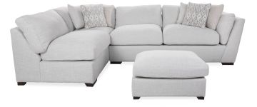 Olivia Natural Cotton Fabric Sofa W/Footstool 2.5R/1.5L