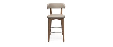 Siren Taupe Bar Stool with Walnut Frame