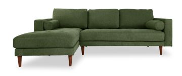 Cooper Green Fabric Corner Sofa with Left Hand Facing Chaise