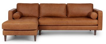 Scott Charme Cigar Leather Left Hand Facing Chaise