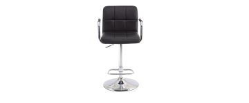 Chic Black Faux Leather Bar Stool with Chrome Base