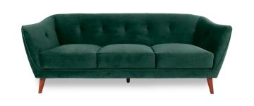 Farrow Green Velvet 3 Seater Sofa