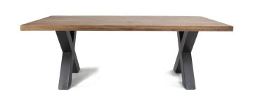 Stockton Oak X-Leg 2M Rectangle Dining Table