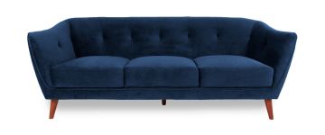 Farrow Navy Velvet 3 Seater Sofa