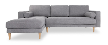 Cooper Grey Fabric Corner Sofa with Left Hand Facing Chaise