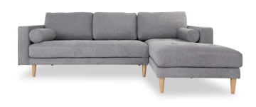 Cooper Grey Fabric Corner Sofa with Right Hand Facing Chaise