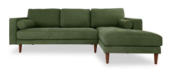 Cooper Green Fabric Corner Sofa with Right Hand Facing Chaise