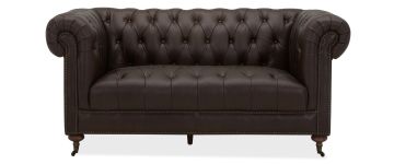 Crawford Chesterfield Cigar Leather 2 Seater Sofa