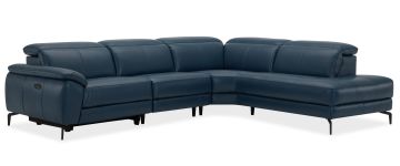 Atlas Navy Leather Electric Recliner Corner Group (2.5L/1.5R)