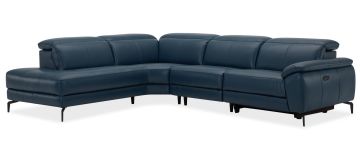 Atlas Navy Leather Electric Recliner Corner Group (2.5R/1.5L)