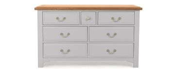 Camille Soft Grey Wooden 3 Over 4 Drawer Wide Chest