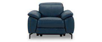 Atlas Navy Leather Electric Recliner Armchair