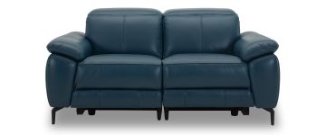 Atlas Navy Leather Electric Recliner 2 Seater Sofa