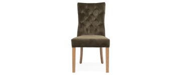 Marlow Green Velvet Dining Chair with Oak Legs
