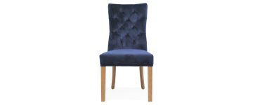 Marlow Navy Velvet Dining Chair with Oak Legs
