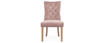 Marlow Pink Velvet Dining Chair with Oak Legs
