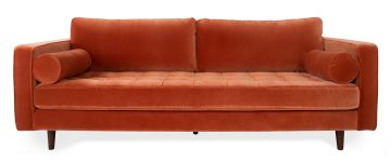 Scott Burnt Orange Velvet 3 Seater Sofa