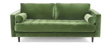 Scott Green Velvet 2 Seater Sofa