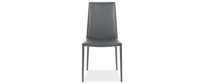 Boheme Grey Leather Dining Chair with Grey Frame