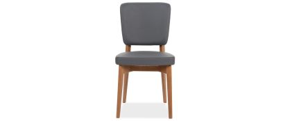 Escudo Grey Leather Walnut Dining Chair