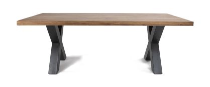 Stockton Oak X-Leg 2.2M Rectangle Dining Table