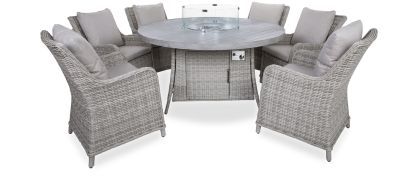 Hampton Round Dining Table with Fire Pit & 6 Chairs