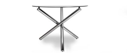 Turin Round Glass Dining Table with Chrome Leg