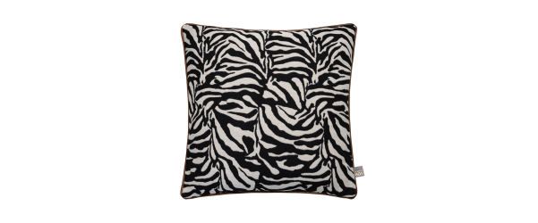 Rey Animal Pattern Black & Beige Cushion - 43cm x 43cm 