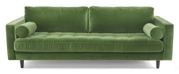 Scott Green Velvet 3 Seater Sofa