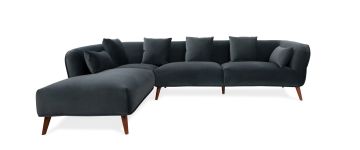 Brinley Charcoal Velvet Corner Sofa - 1.5L 2.5R