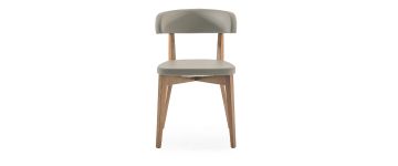 Siren Taupe Dining Chair with Walnut Frame