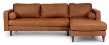 Scott Charme Cigar Leather Right Hand Facing Chaise