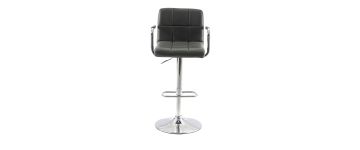 Chic Grey Faux Leather Bar Stool with Chrome Base