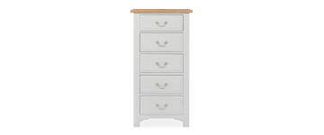 Camille Soft Grey Wooden 5 Drawer Wellington Chest 