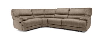 Isabelle Taupe Fabric Small Electric Reclining Corner Group- 4 Piece