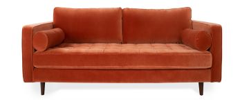 Scott Burnt Orange Velvet 2 Seater Sofa
