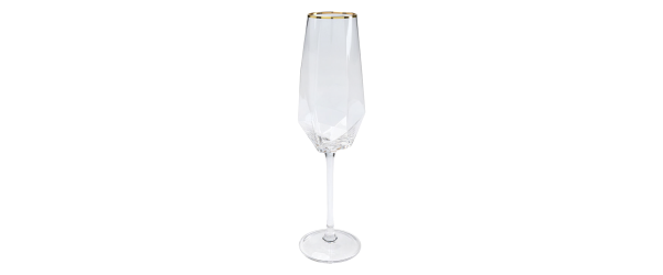 Diamond Shaped Champagne Glass With Gold Rim