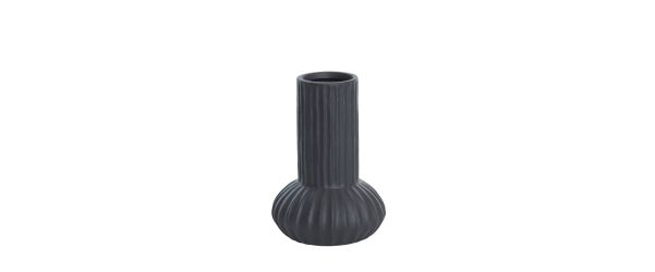 Feyo Decorative Black Ceramic Vase - 21cm