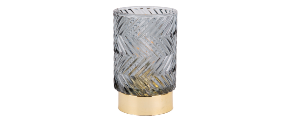 Votive Grey Zig Zag LED Candle holder - 9x13cm