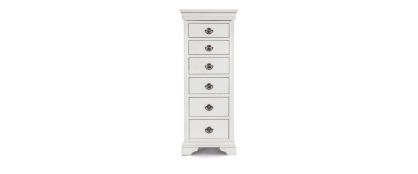 Chantilly White Wooden 6 Drawer Tall Chest
