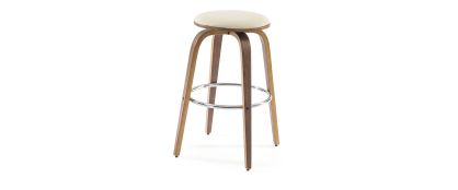 Luca Walnut Bar Stool with Cream Faux Leather Seat