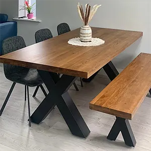 Stockton Oak X-Leg 2M Rectangle Dining Table